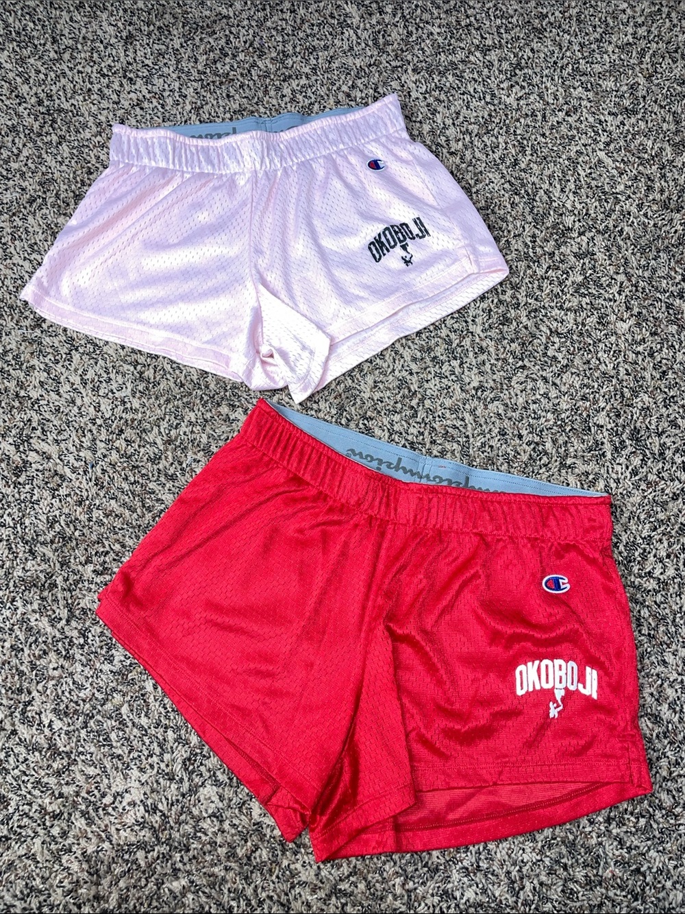 Champion Lake Okoboji Women's Athletic Shorts - Red and Light Pink S/M NWOT